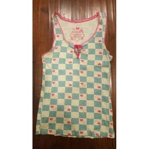 Cute Checkered and Heart Tank Top